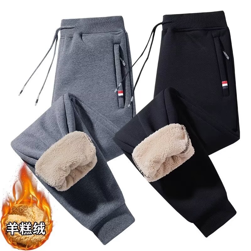 秋冬季羊羔绒运动裤女纯棉保暖休闲裤加肥加大码直筒加绒加厚长裤