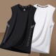 冰丝背心女潮薄款 透气速干运动休闲宽坎肩外穿女士圆领无袖 t恤夏