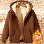 卫衣潮流拉链连帽保暖大码 加绒羊羔绒加厚女开衫 冬季 宽松外套12