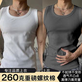 运动汗衫 显肌肉粗螺纹健身背心男夏外穿收腰紧身无袖 t恤速干美式