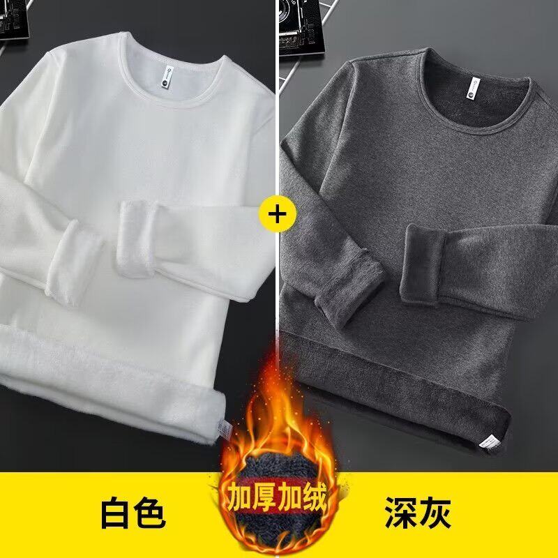 秋冬季长袖t恤女士加绒加厚圆领打底衫上衣服冬天内搭保暖内衣女
