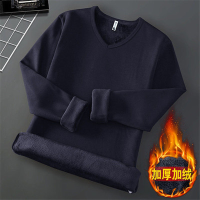 2件】秋冬季加绒加厚打底衫男2025新款纯色保暖内搭上衣服长袖t恤