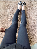 意大利C家 女 亚麻棉四面弹不变形高腰显瘦翘臀舒适紧身小脚牛仔裤