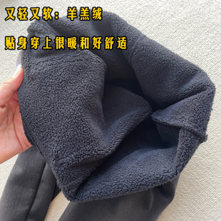 松紧腰显瘦外穿女 靴裤 加绒保暖软牛仔裤 高端羊羔绒高腰小脚打底裤