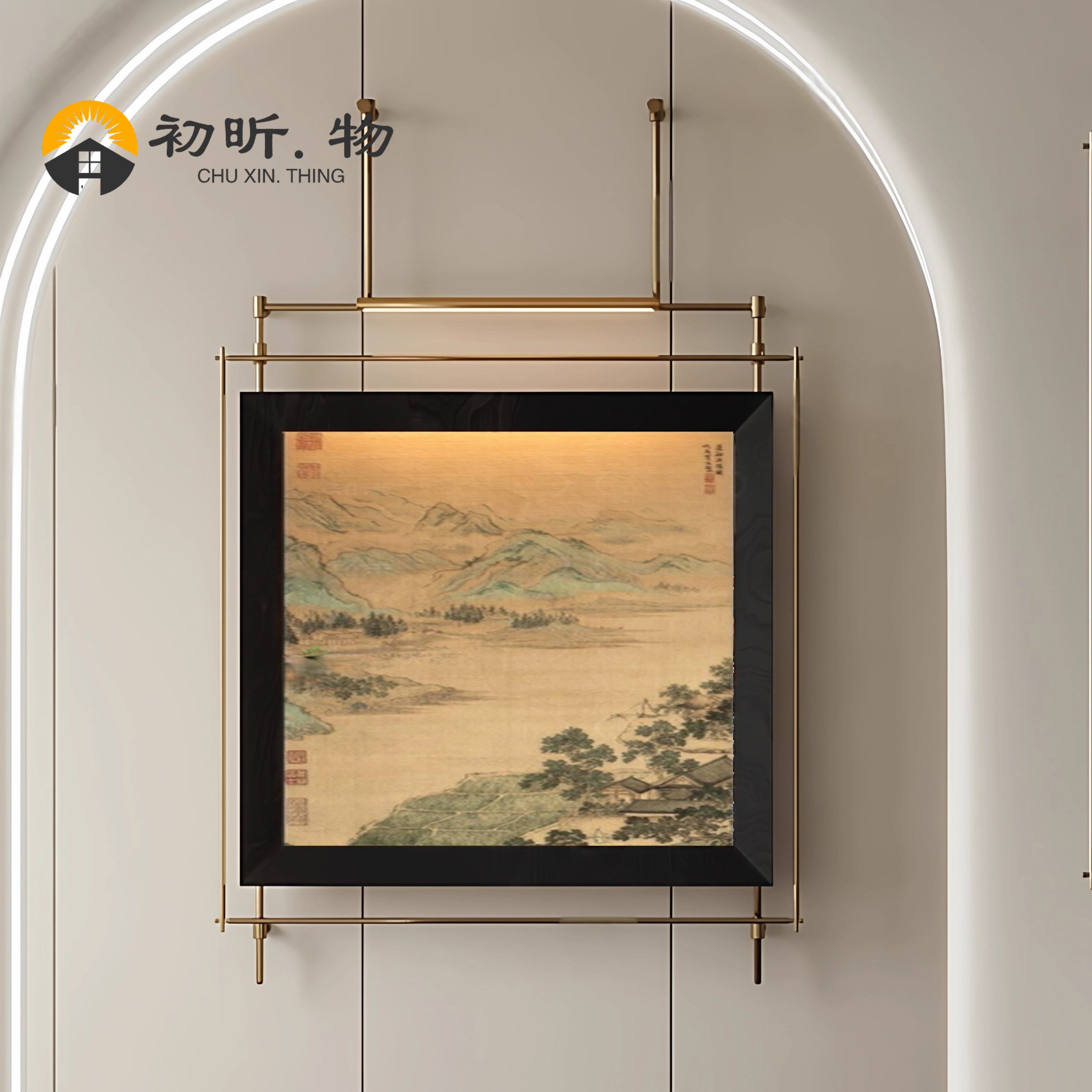 2025新款中古风客厅沙发背景墙玄关装饰画挂画入户正对门走廊过道