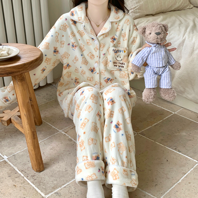 睡衣女冬加厚保暖珊瑚绒春秋2025年新款冬季加绒法兰绒家居服套装
