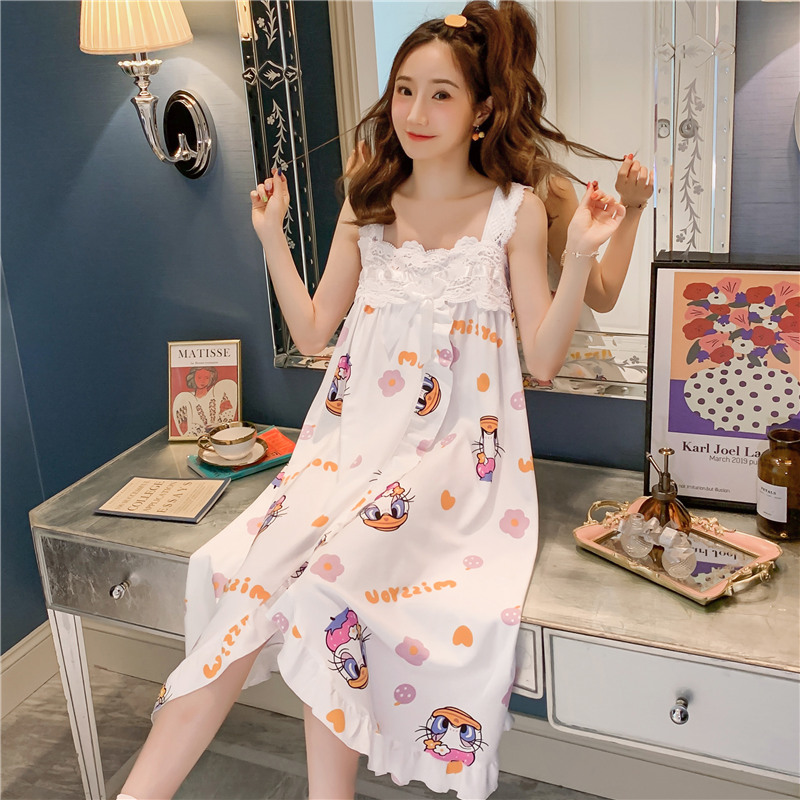 吊带睡裙女夏薄款睡衣纯棉少女2025年新款孕妇蕾丝纯欲可爱家居服