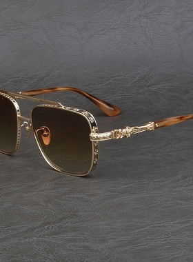 潮牌纯钛高级飞行员墨镜大脸开车