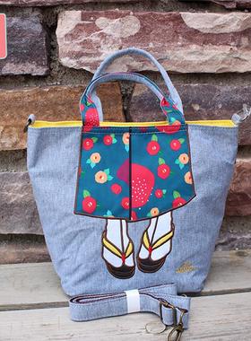 日本原厂单肩斜挎包休闲简约时尚轻便针织布包女士斜挎包小号3646