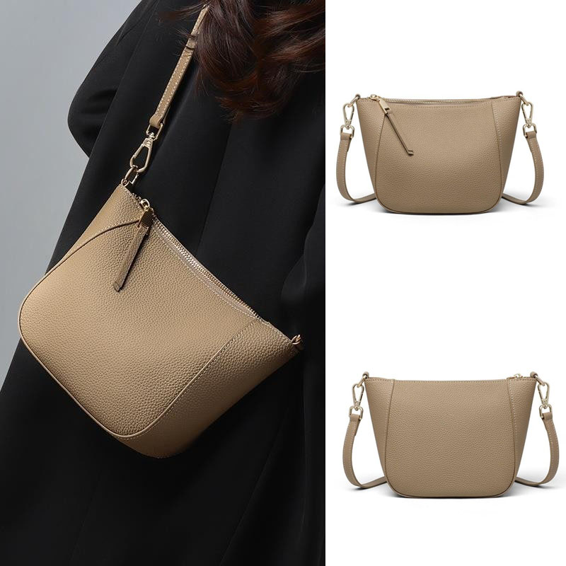 日韩版包包2025新款女包真皮小包头层牛包饺子包百搭单肩包斜挎包