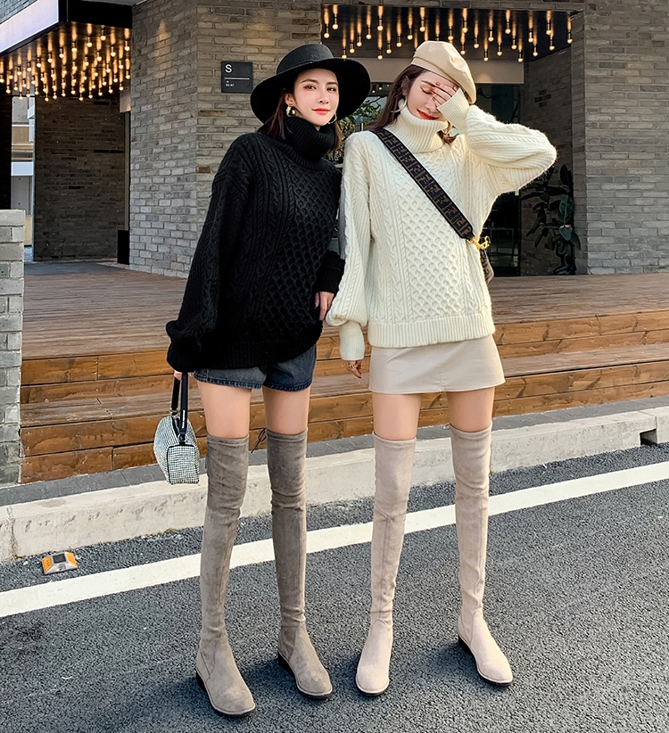 弹力靴圆头20新款爆长女