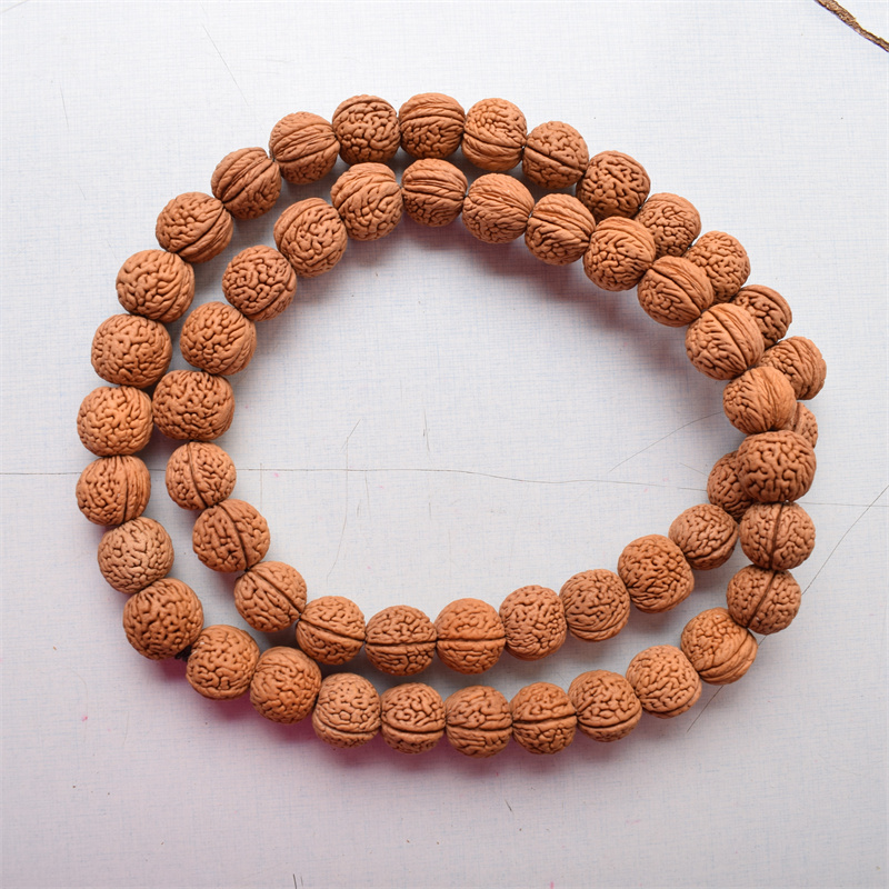 野生天然桃核脖挂长串手串姜黄皮