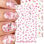 国风3D指甲背胶贴 小清新樱花桃花梅花新中式 春季 热款