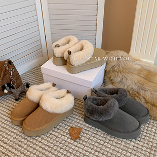 复古小个子增高韩系百搭新款 厚底塔次勒 羊毛雪地靴4cm STAR