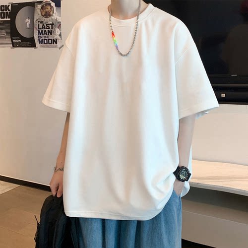 重磅短袖t恤男士2026新款夏季纯棉美式半袖潮流宽松白色百搭衣服