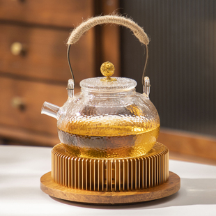 日式暖茶炉茶壶底座温茶器蜡烛加热水果花茶保温提梁壶金属煮茶器
