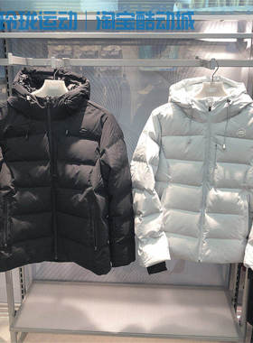 斯凯奇冬短款梭织防风鸭绒保暖连帽羽绒服男P424M016/女P424W005