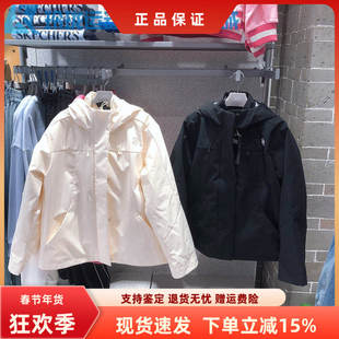 Skechers斯凯奇冬款女士舒适梭织连帽外套+梭织裥棉外套P125W013