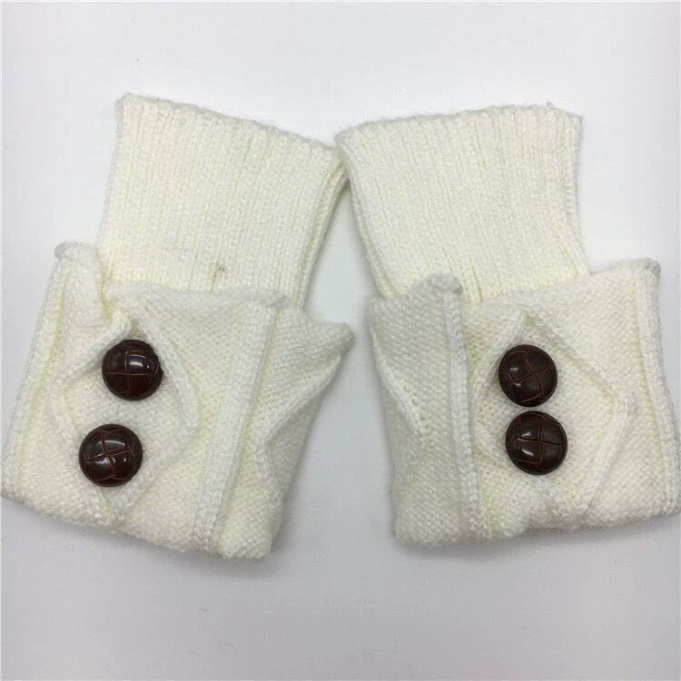 여성용 한국식 다리 커버 니트 다용도 발목 보호대 마름모 단추 부츠 커버 따뜻한 모직 신발 커버 양말 커버 짧은 겨울 스타일