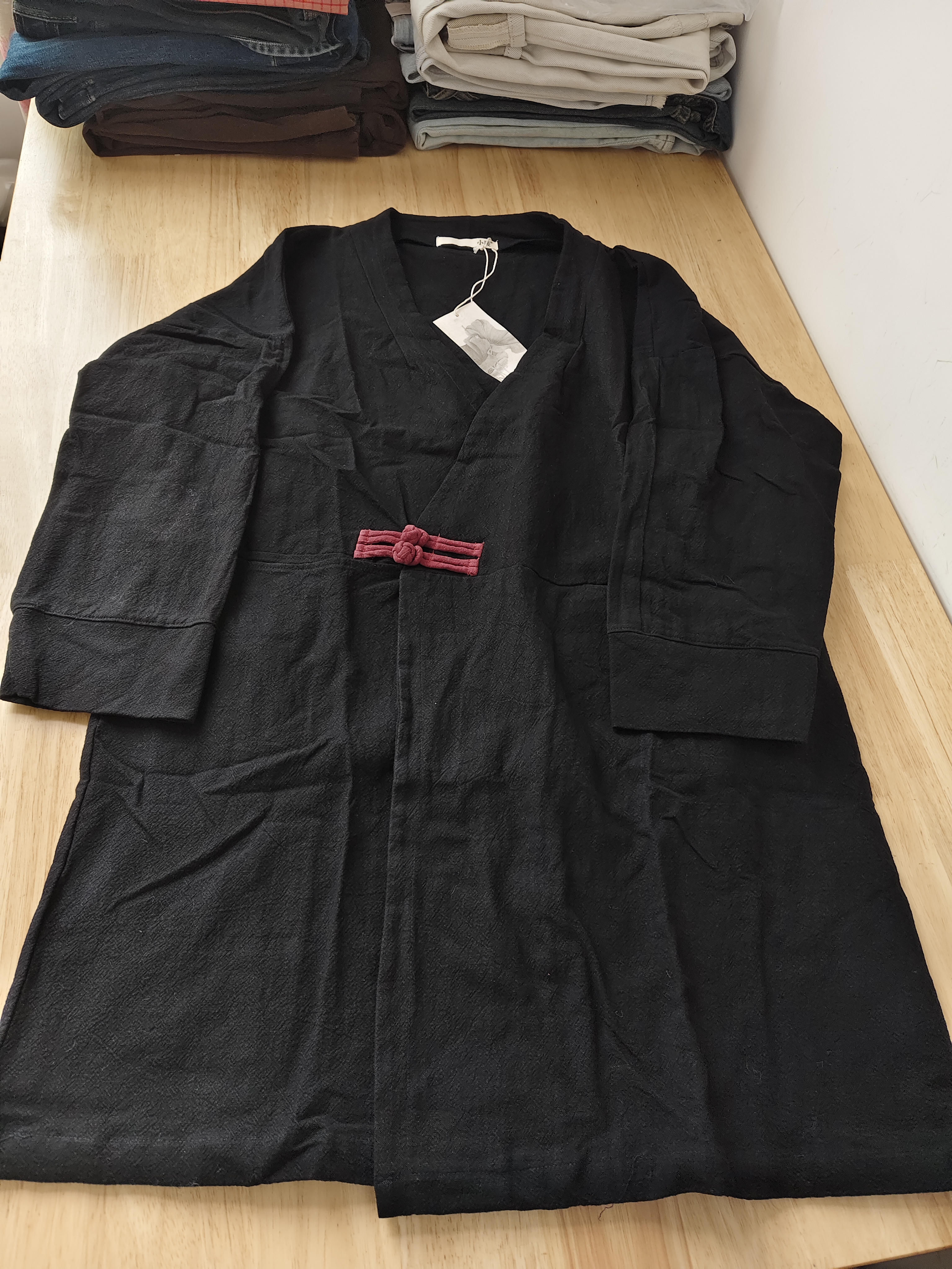 特清/复古中式撞色盘扣偏襟棉麻开衫外套女春秋款胸围114 衣长88