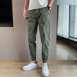 160春季新款休闲男生长裤潮小码27号S韩版修身拼接机能运动束脚裤