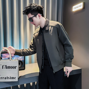 痞帅拼接牛仔翻领外套XS小码男装2026春秋季潮流假两件休闲S夹克