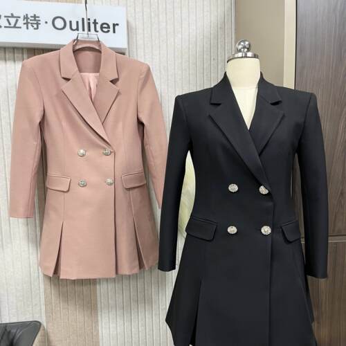 休闲通勤双排扣西装连衣裙外套