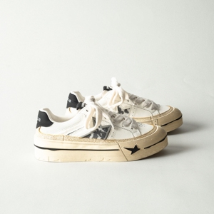 真皮复古做旧厚底星星板鞋女春季系带街头休闲小脏鞋运动小白鞋潮