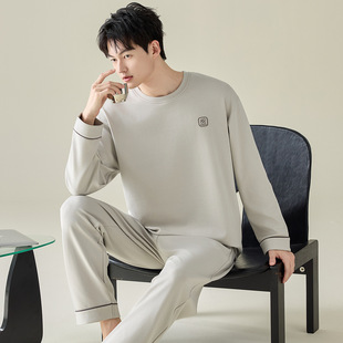 休闲可外穿家居服全棉套装 男士 宽松加大码 春秋季 睡衣100%纯棉长袖