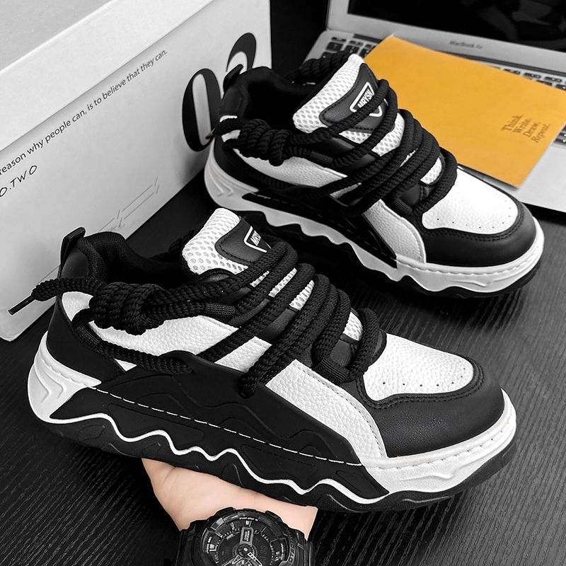 清仓男鞋2025新款皮面防水板鞋内增高休闲运动鞋厚底防滑面包鞋潮