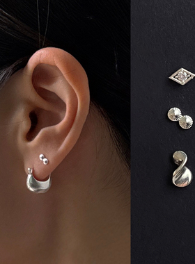 「无形」TOXIC设计925纯银几何简约菱形内螺旋迷你螺丝耳骨钉耳钉