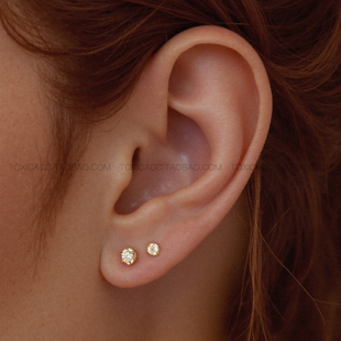 「盈盈」TOXIC高级感精致超闪925纯银几何大小不对称单钻锆石耳钉