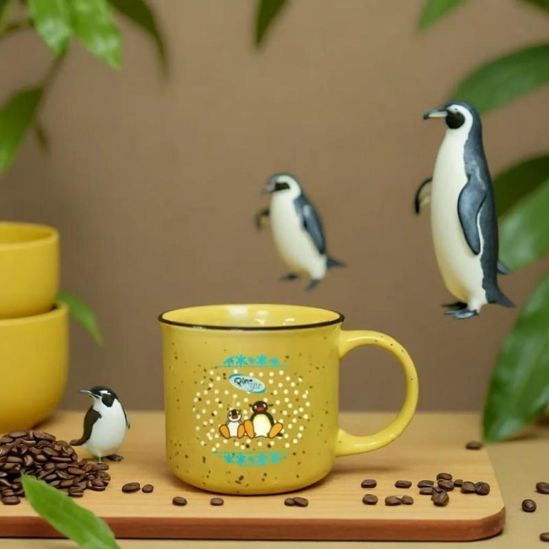 企鹅家族圣诞黄色陶瓷马克杯pingu杯子学生水杯大容量新款卡通杯