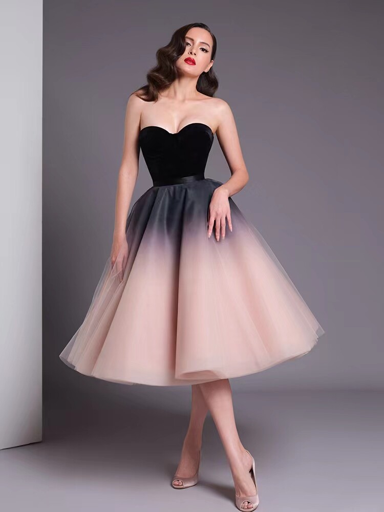 泰国潮牌小众设计a字大摆超蓬重工粉黑渐变纱裙网纱半身裙