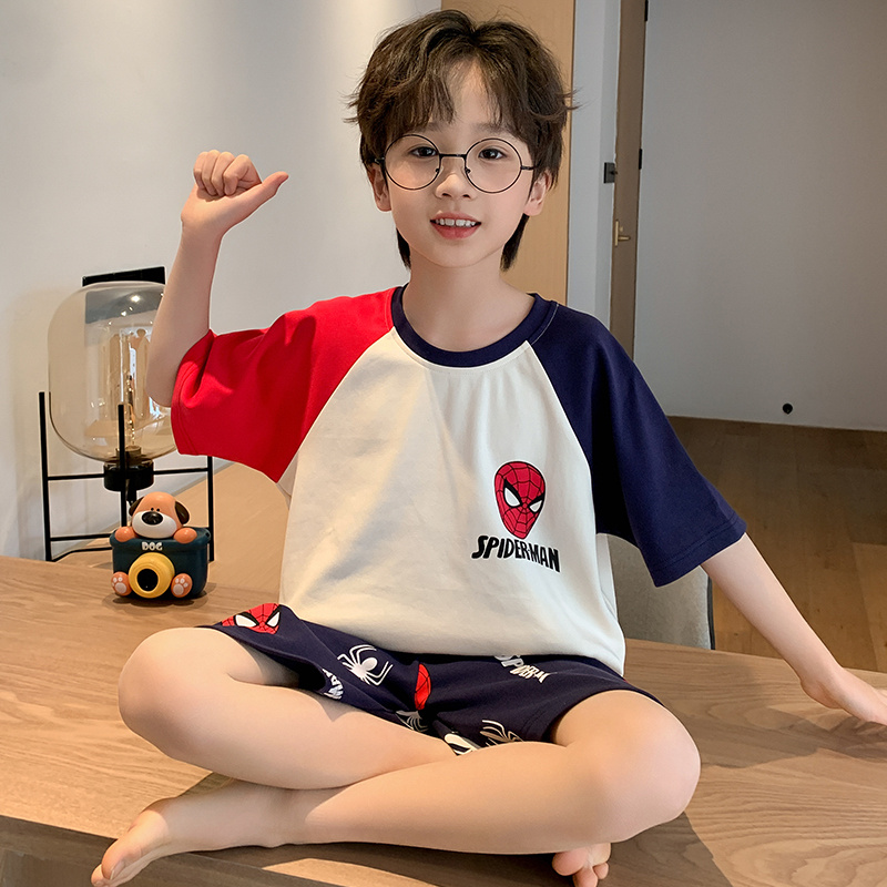 儿童睡衣男童夏季2025新款纯棉薄款家居服男孩大童空调服夏款套装