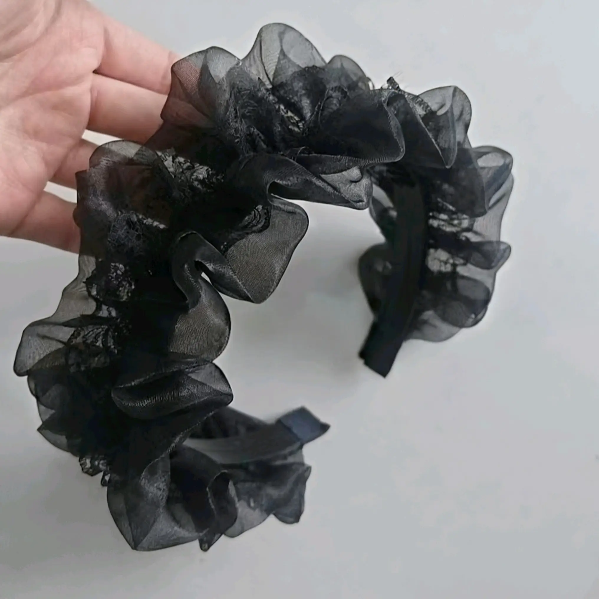 褶皱带齿防滑发箍蕾丝边网纱洛丽发饰