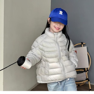 儿童三防轻薄排骨短款羽绒服女童中大童90白鸭绒轻便亲子保暖外套