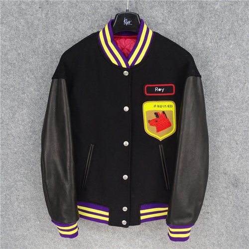 棒球服断码nappa无涂袖子羊毛呢