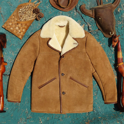 韩版暖烟草色中长款头层羊皮毛一体真皮皮衣男女同款保暖御寒时尚