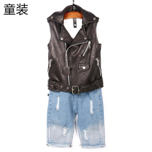 童装男女同款巴基斯坦水染头层绵羊皮环保透气真皮皮衣男女童马甲