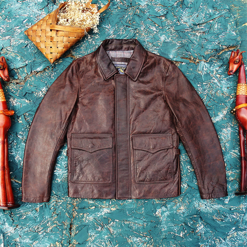 油蜡马皮真皮皮衣翻领夺宝奇兵