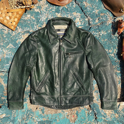 日版天神JS02翻领款！油蜡做旧小幼马皮真皮皮衣男皮夹克机车服