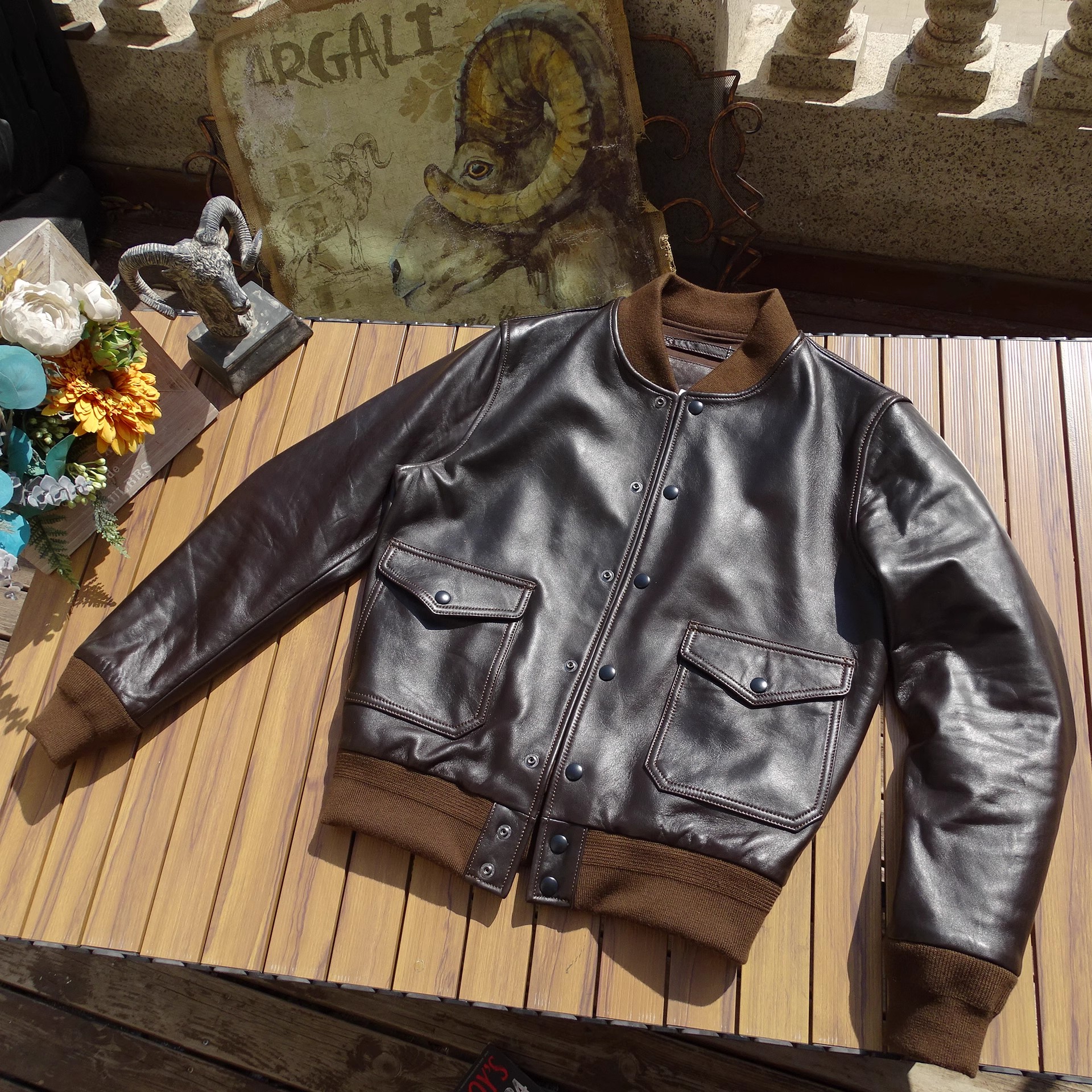 A1飞行服皮夹克新西兰绵羊皮