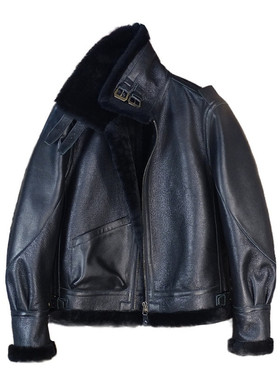 新款B3款皮毛一体进口亮黑色头层羊皮毛一体加厚保暖御寒贵