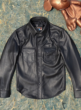 超薄0.5mm巴基斯坦进口绵羊皮真皮皮衣男YKK黑珠面扣衬衫衬衣款