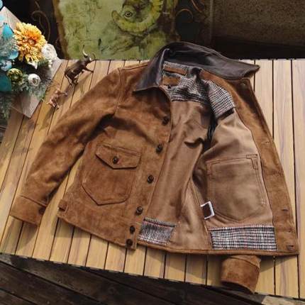 正经美式复古【半里衬】反用绒面美产无涂磨砂老牛皮德普1920