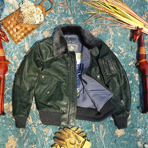 油蜡软马皮皮衣B15飞行服