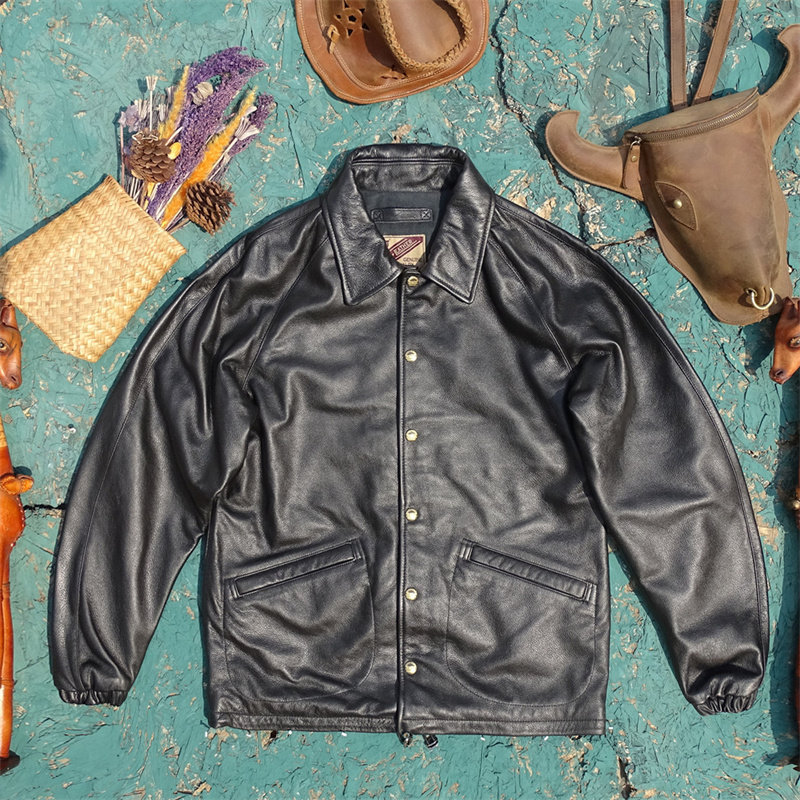 天神教练服头层牛皮真皮皮衣男荔枝纹插肩袖廓形舒适帅气男夹克,男装,皮衣,淘宝优惠券,粉丝福利购,淘宝优惠卷