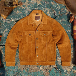 无内衬力作！水洗手工做旧全粒面牛皮真皮皮衣男代工出口原版牛仔