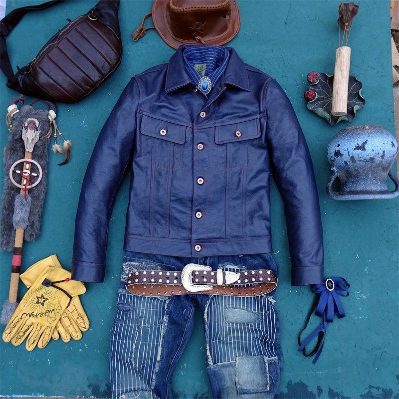 风暴骑士皮衣头层牛皮真皮皮衣男牛仔款短款修身显瘦撞色翻领休闲,男装,皮衣,淘宝优惠券,粉丝福利购,淘宝优惠卷